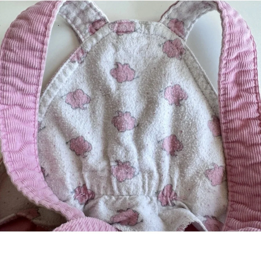 Vintage 90s Osh Kosh B'Gosh Girls Pink Overalls Elephant Corduroy USA Size 24 M